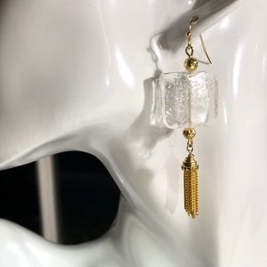Glass bead, Tassel earring - handmade